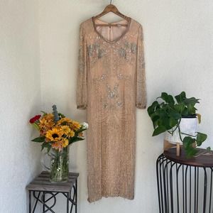 Vintage New Years beaded silk long sleeve